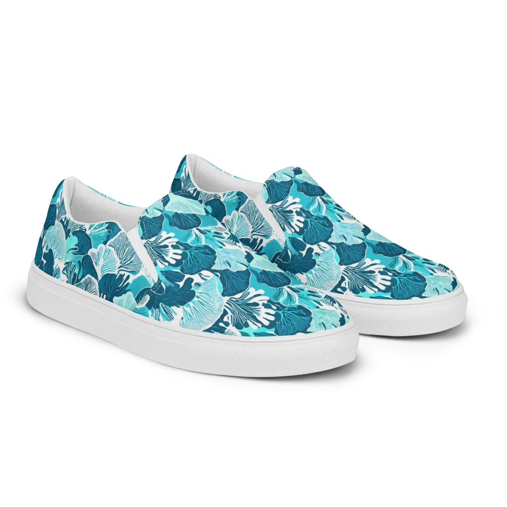 Aqua Fanfare on Women's Slip-On Canvas Shoes — Right Front