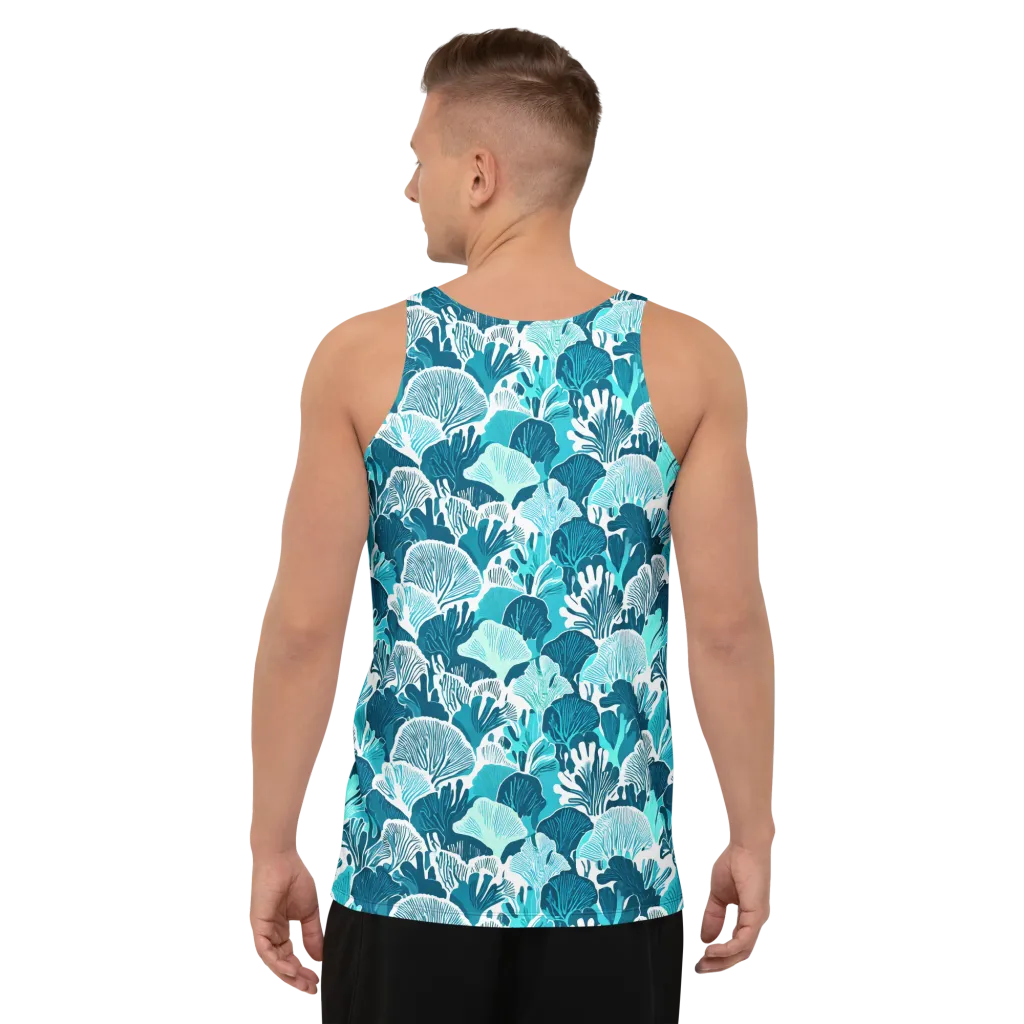 Aqua Fanfare on Men's Tank Top — Back