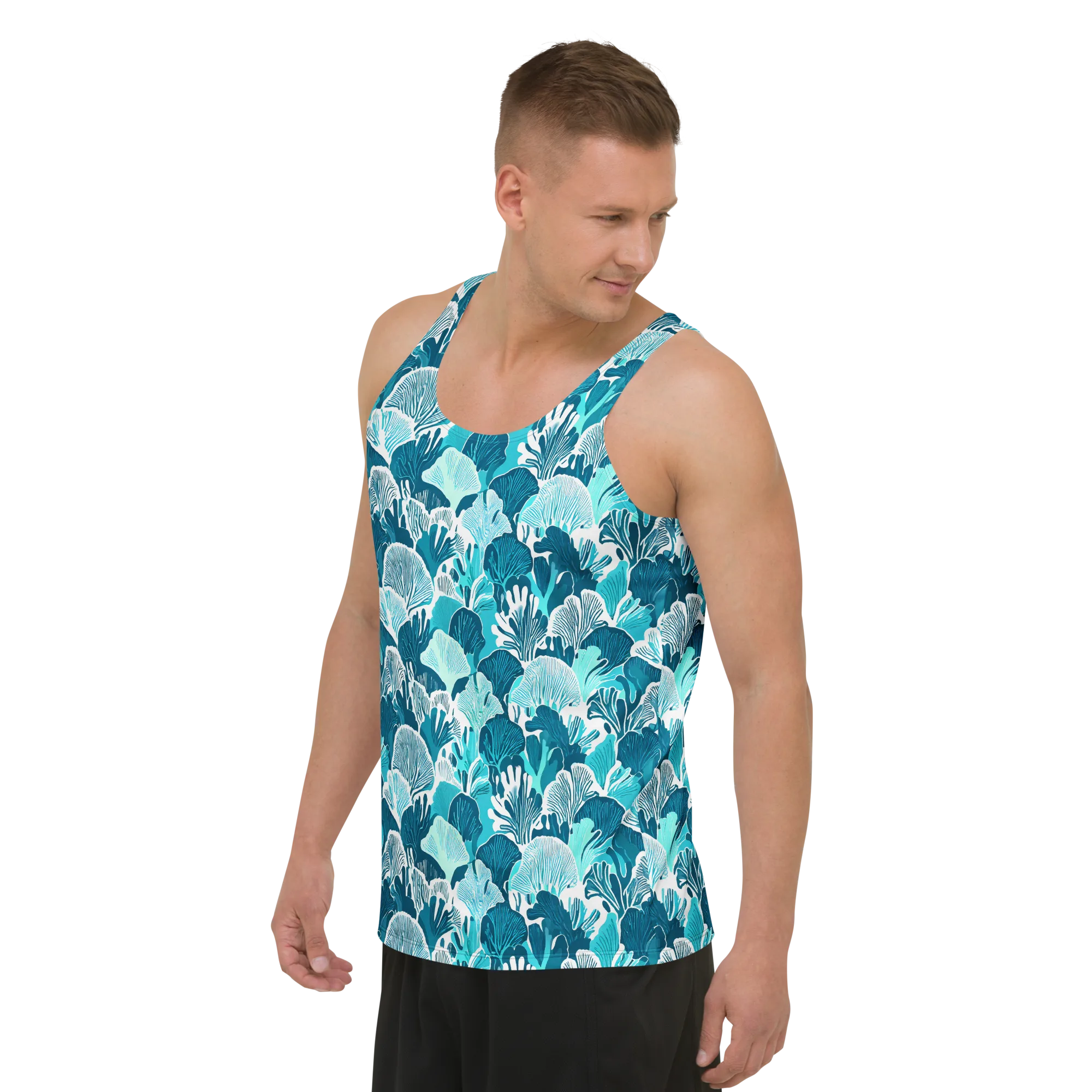 Aqua Fanfare on Men's Tank Top — Left Front
