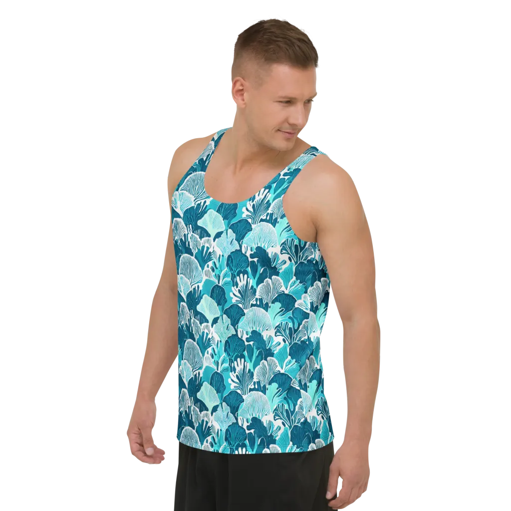 Aqua Fanfare on Men's Tank Top — Left Front