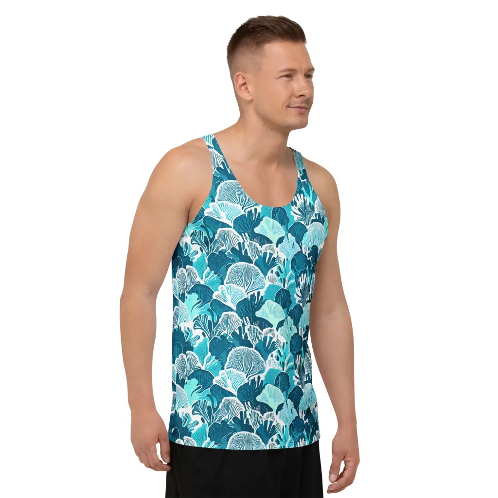 Aqua Fanfare on Men's Tank Top — Right Front