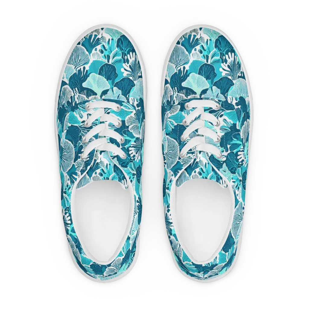Aqua Fanfare on Men's Lace-Up Canvas Shoes — Front