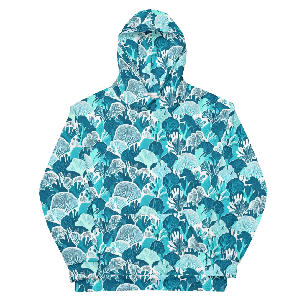 Aqua Fanfare on Cotton Hoodie — Front