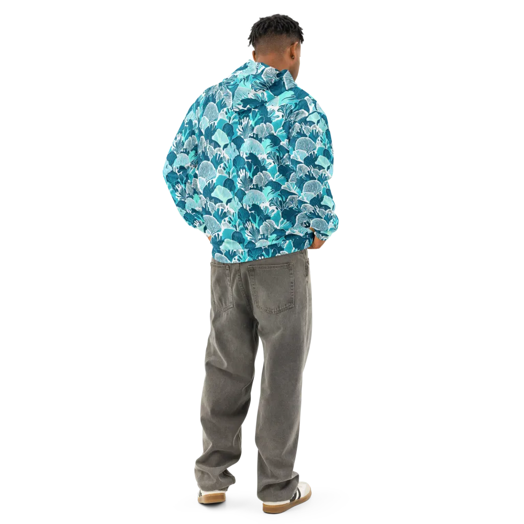 Aqua Fanfare on Cotton Hoodie — Back