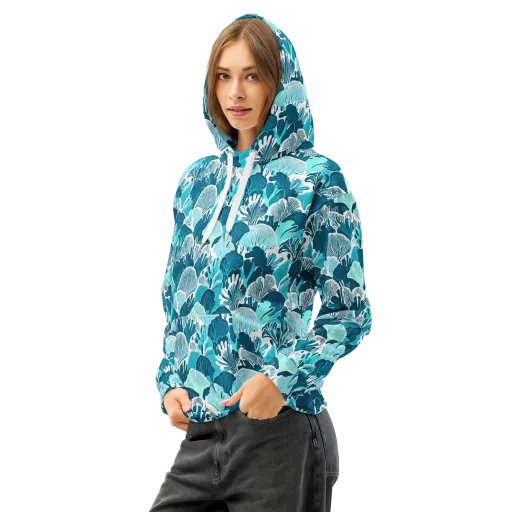 Aqua Fanfare on a Cotton Hoodie