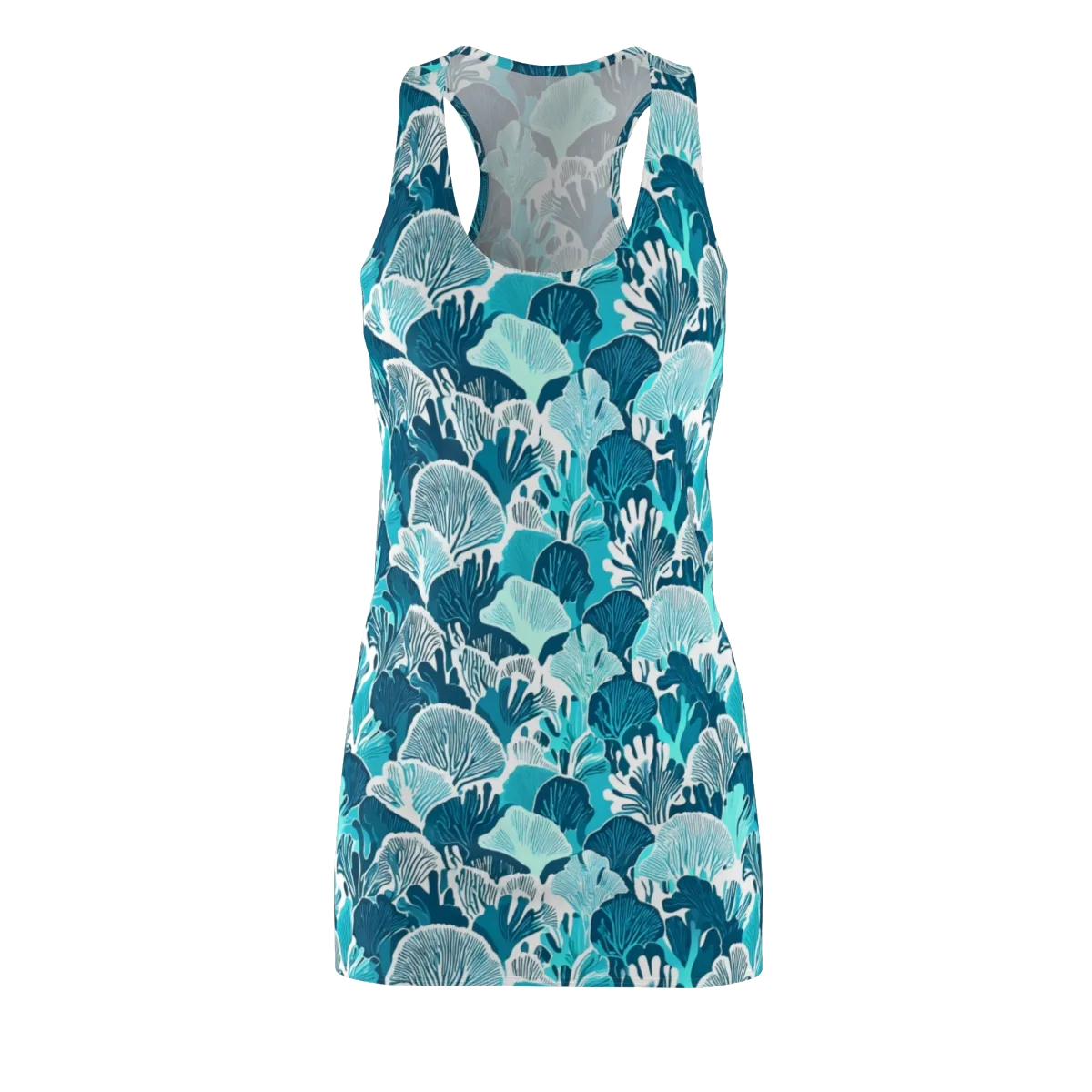 Aqua Fanfare on Racerback Dress — Front