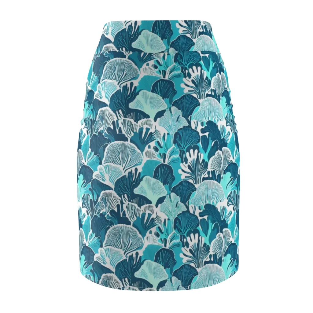 Aqua Fanfare on Pencil Skirt — Back