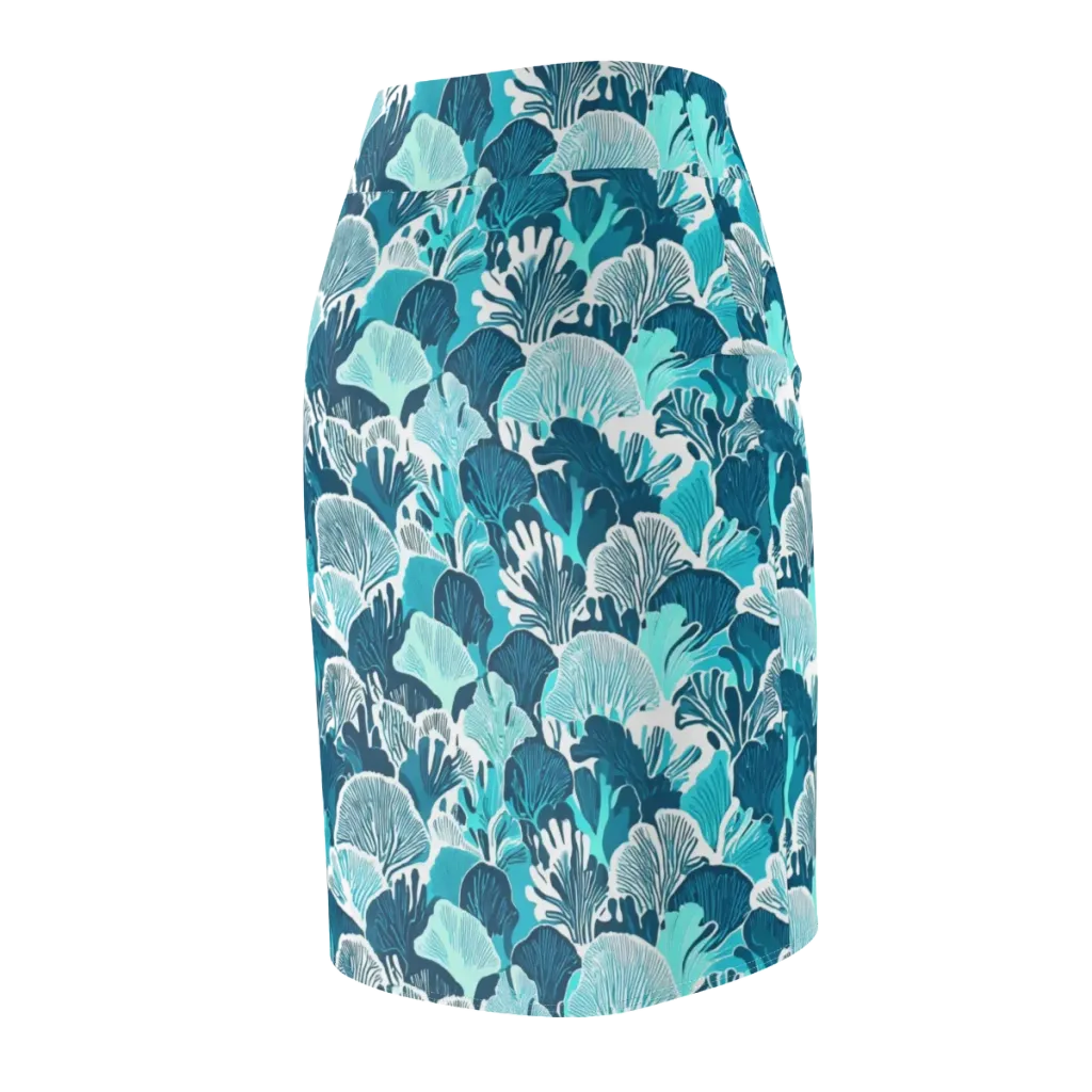 Aqua Fanfare on Pencil Skirt — Back Side