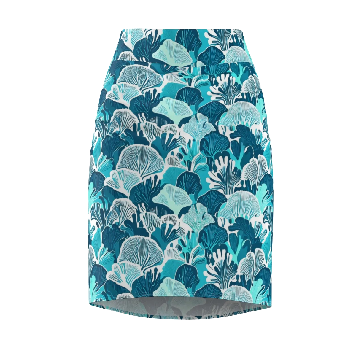 Aqua Fanfare on Pencil Skirt — Front