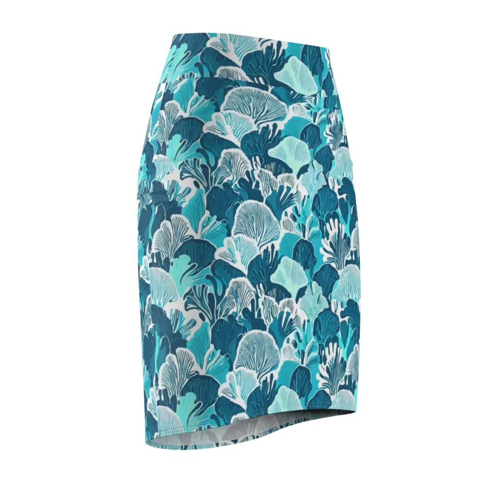 Aqua Fanfare on Pencil Skirt — Front Side