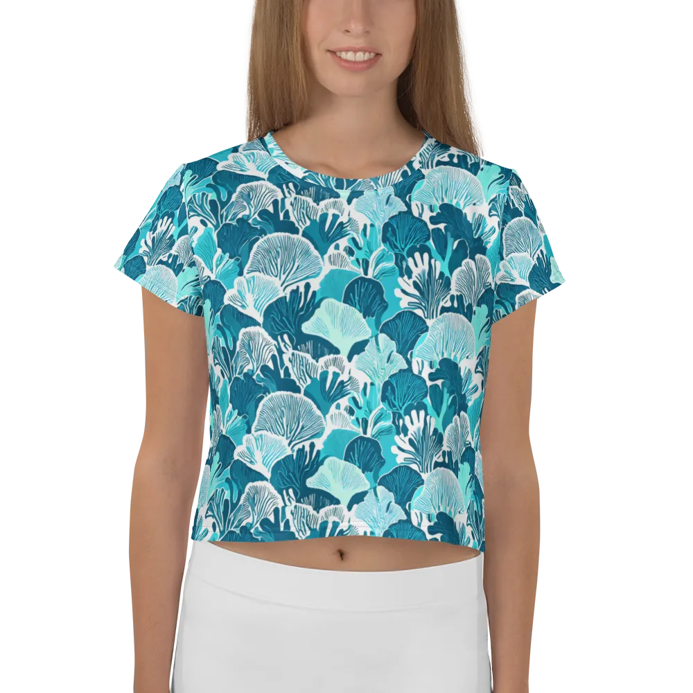 Aqua Fanfare on Crop Tee — Front