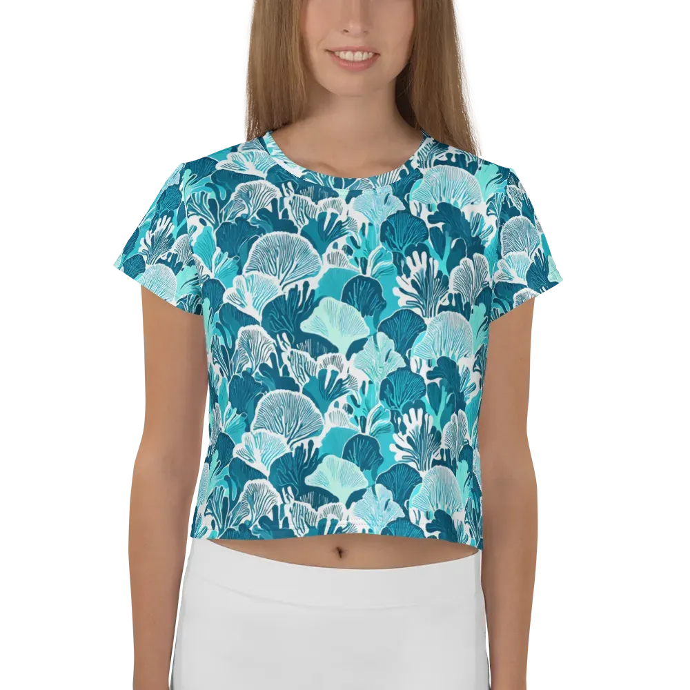 Aqua Fanfare on Crop Tee — Front