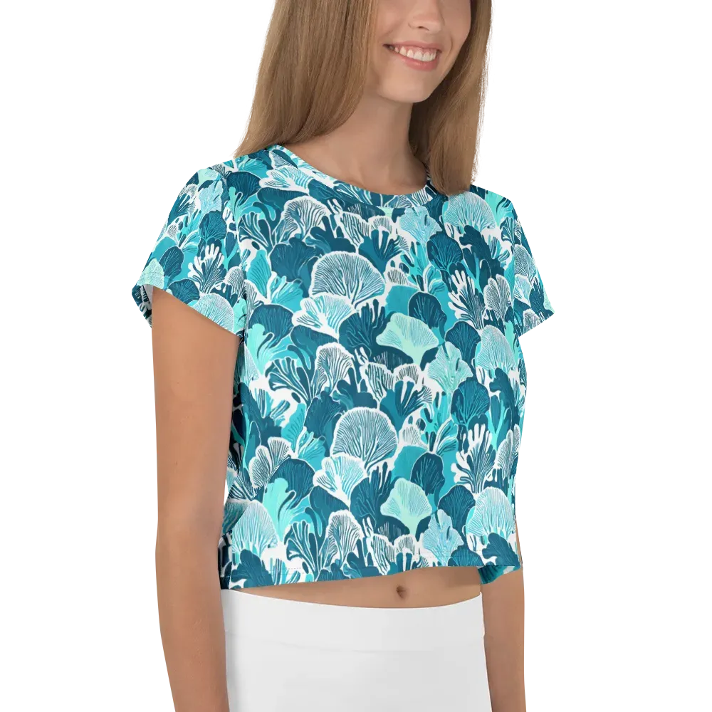 Aqua Fanfare on Crop Tee — Right