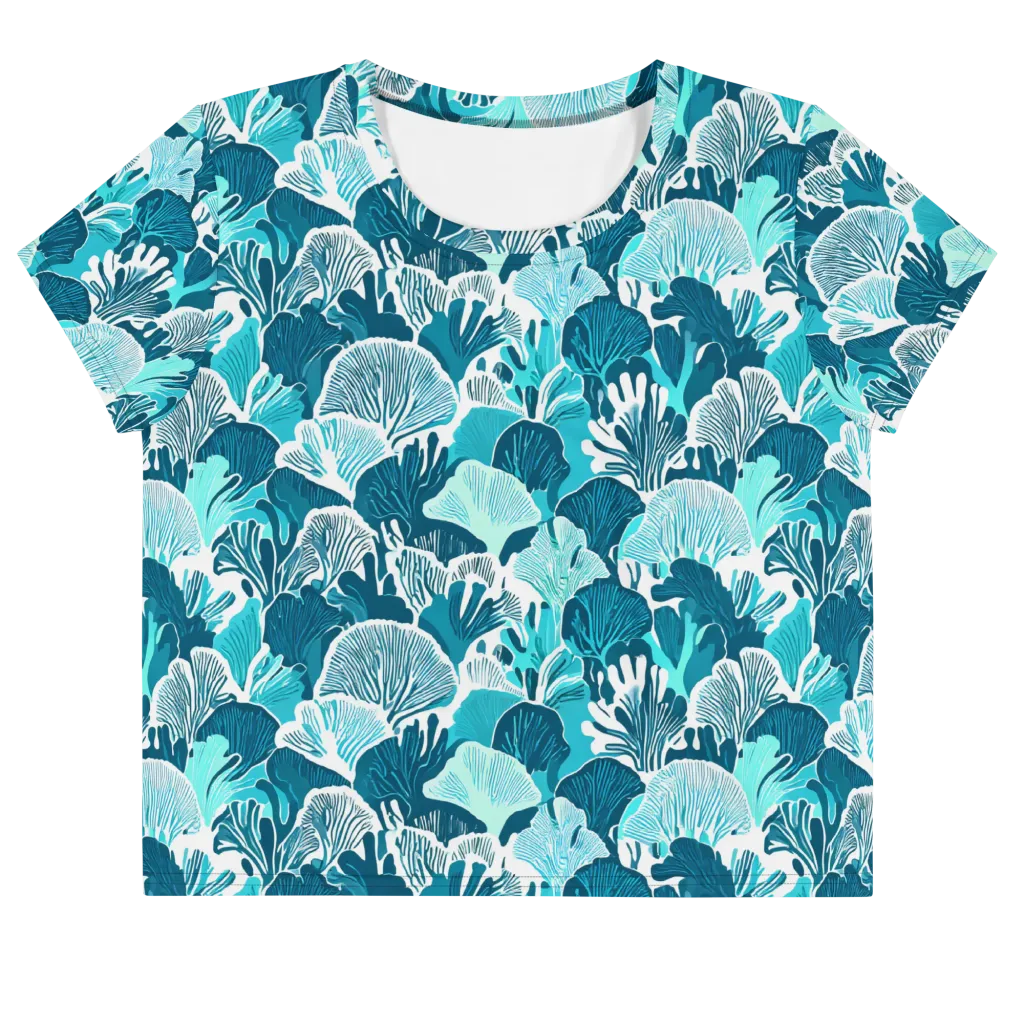 Aqua Fanfare on Crop Tee — Front