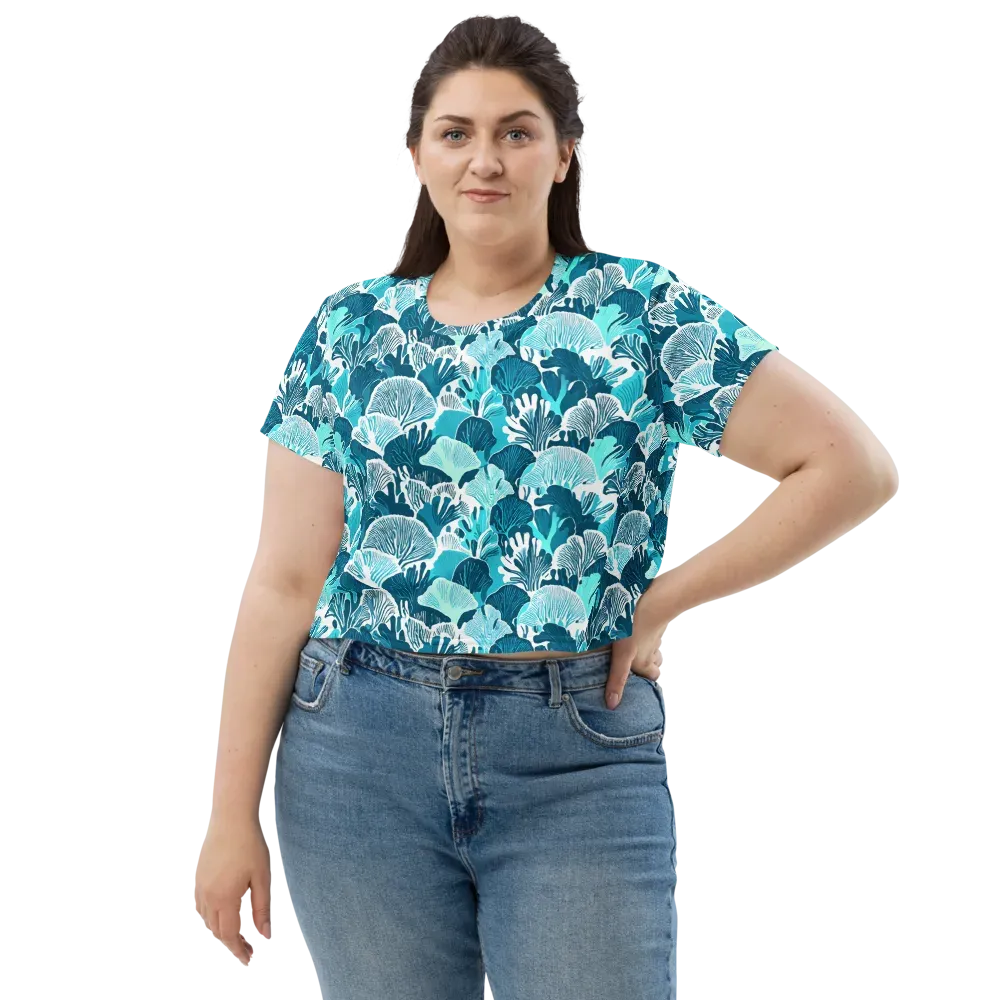 Aqua Fanfare on Crop Tee — Front