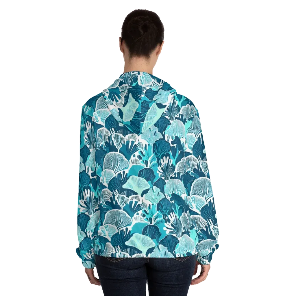 Aqua Fanfare on Women's Full-Zip Hoodie — Back On Person