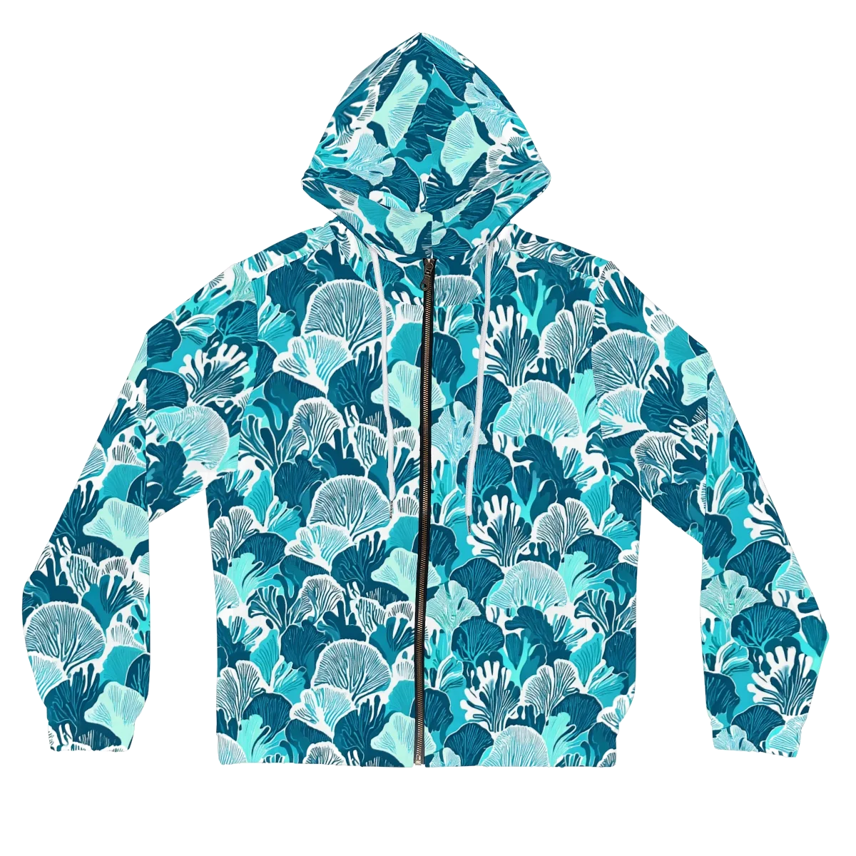 Aqua Fanfare on Women's Full-Zip Hoodie — Front