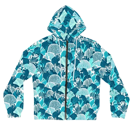 Aqua Fanfare on a Women's Full-Zip Hoodie