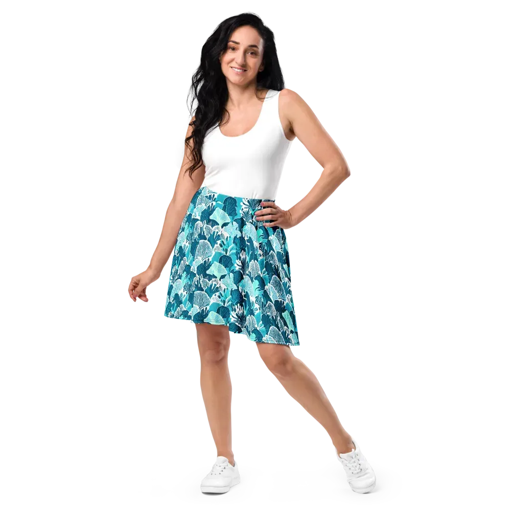 Aqua Fanfare on Skater Skirt — Front