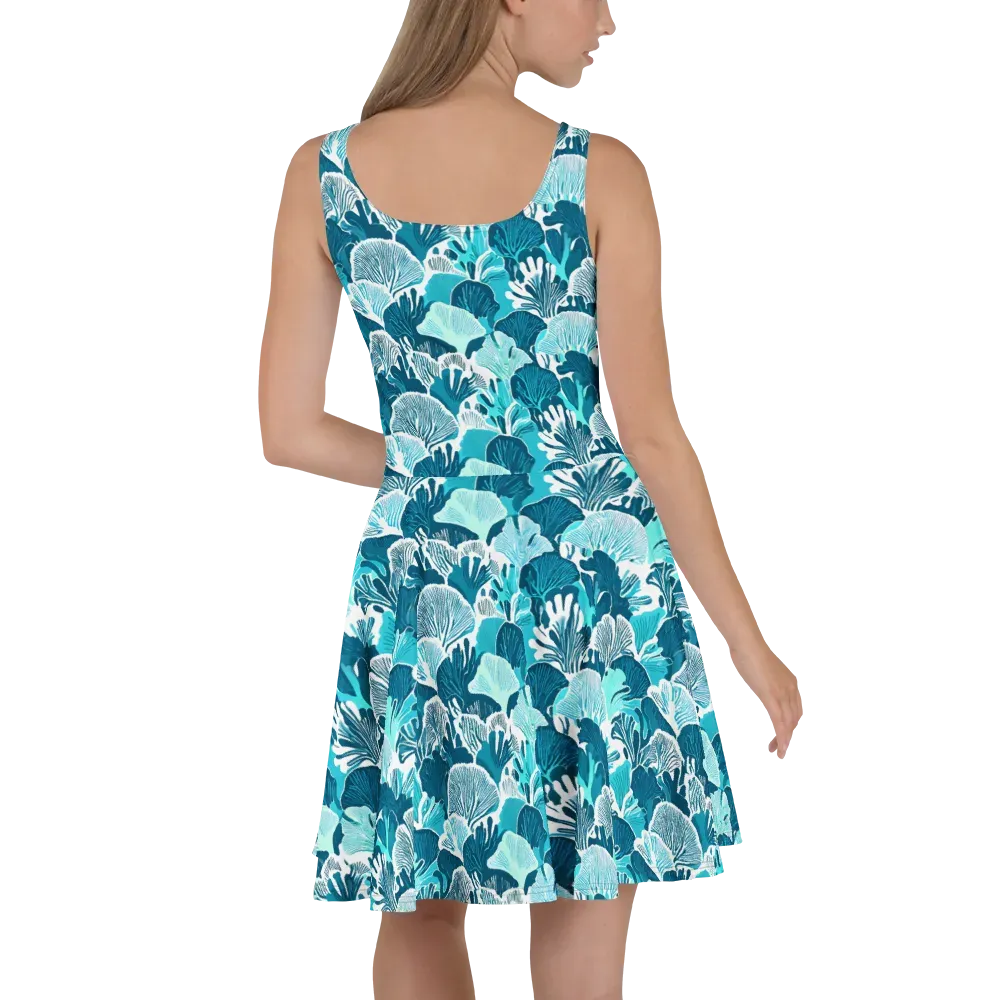 Aqua Fanfare on Skater Dress — Back