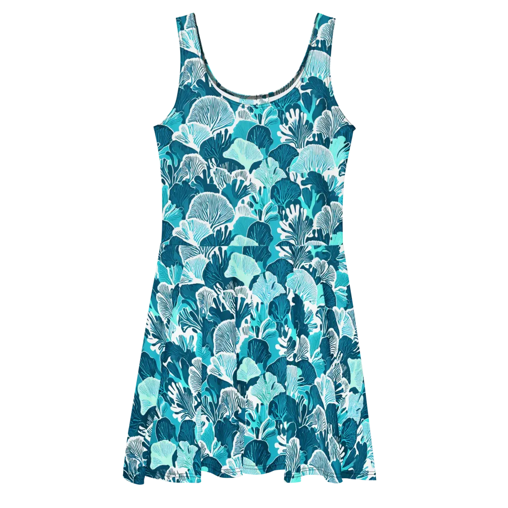 Aqua Fanfare on Skater Dress — Front