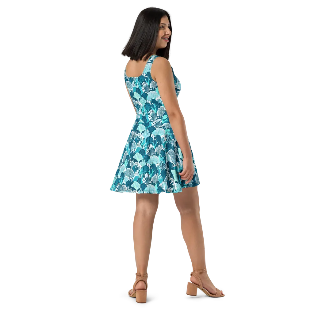 Aqua Fanfare on Skater Dress — Right