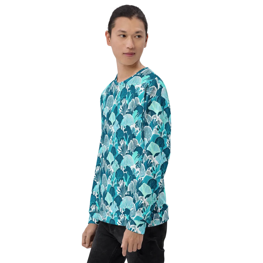 Aqua Fanfare on Sweatshirt — Left Front
