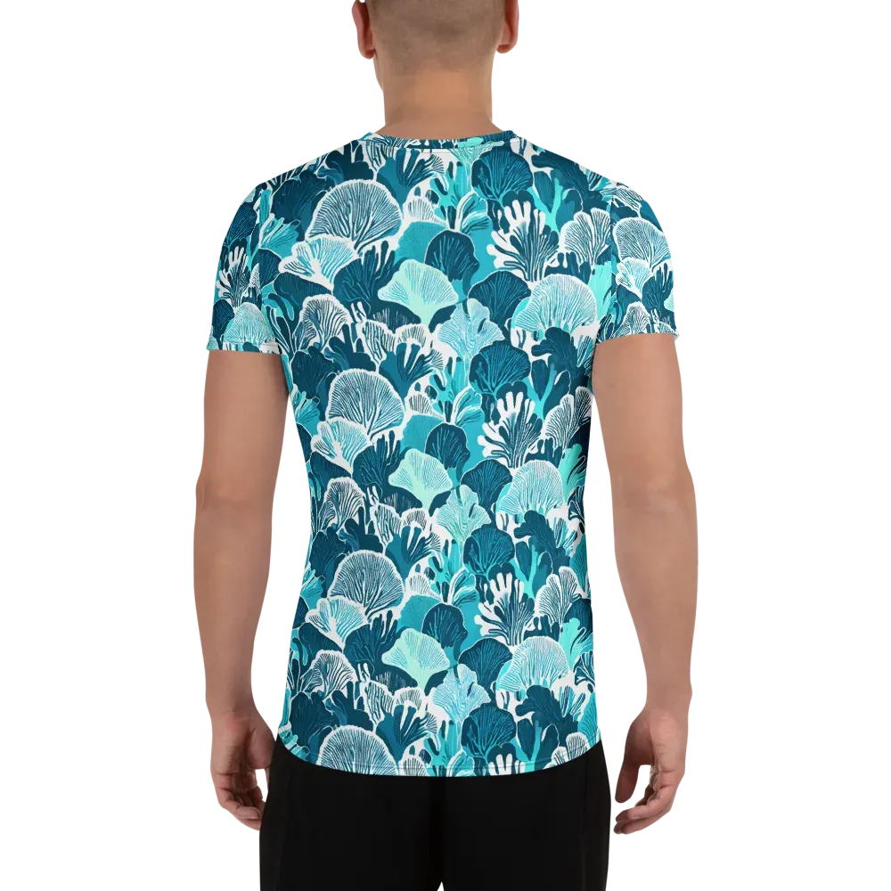 Aqua Fanfare on Men's Athletic T-Shirt — Back