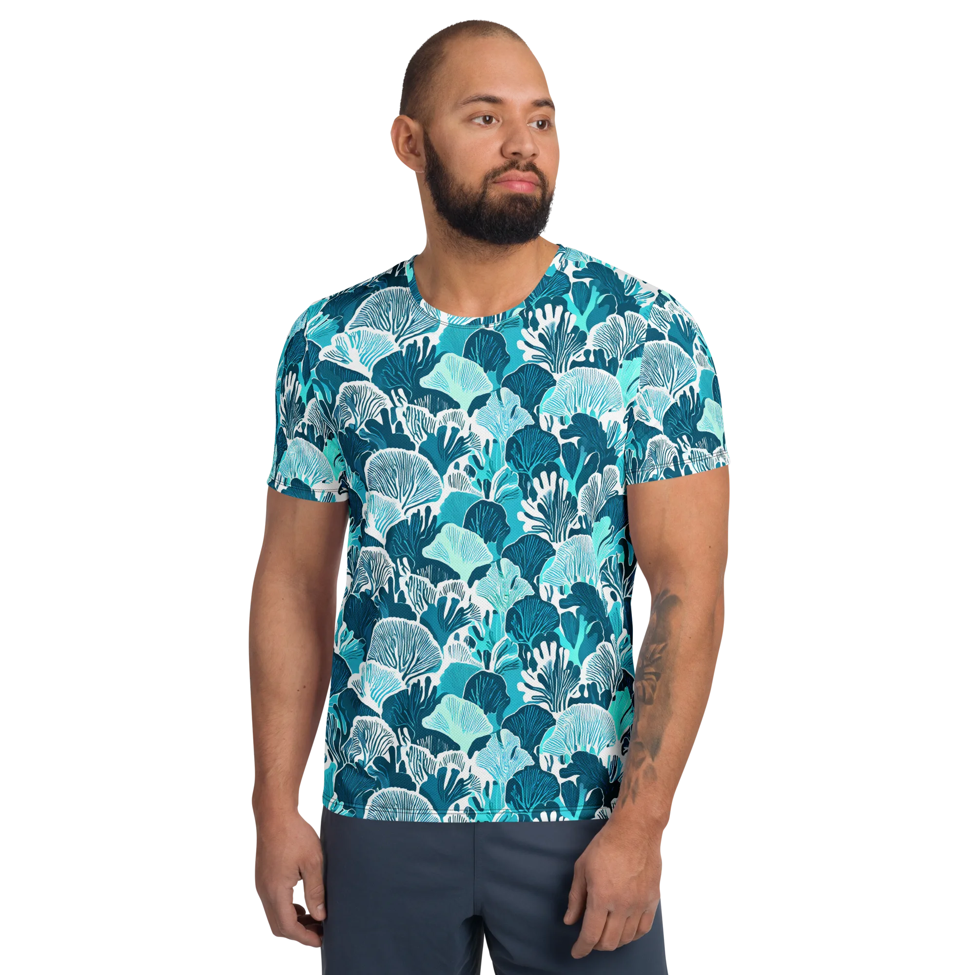 Aqua Fanfare on Men's Athletic T-Shirt — Front