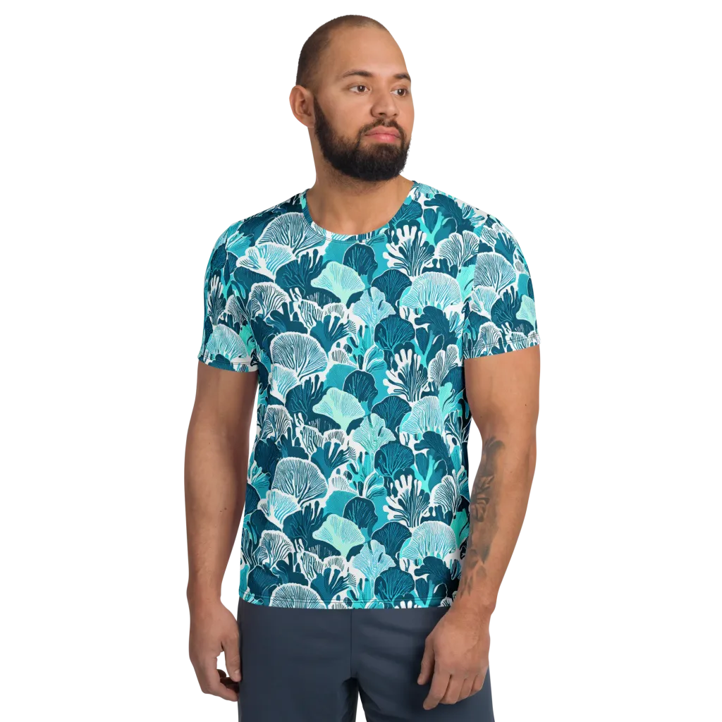 Aqua Fanfare on Men's Athletic T-Shirt — Front
