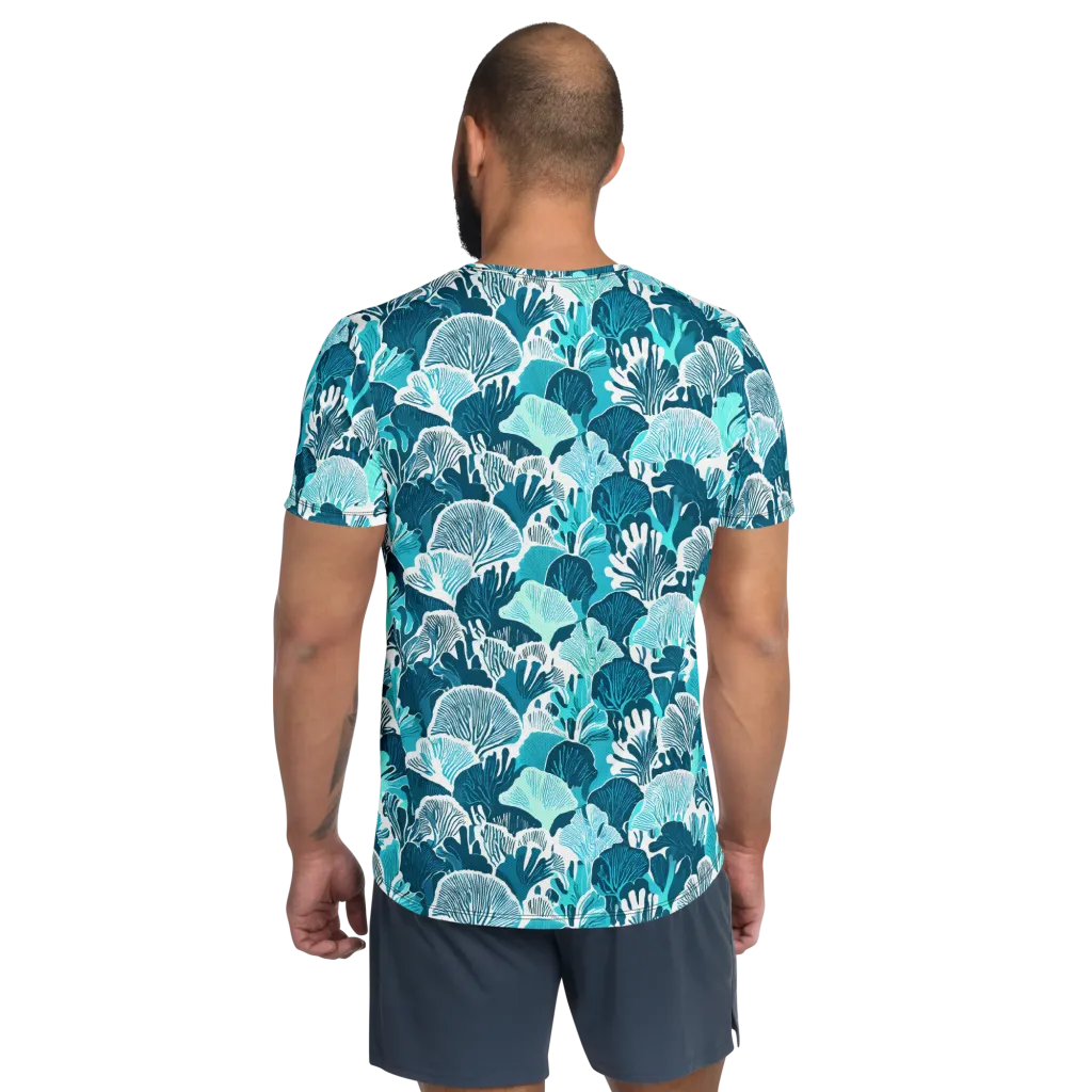 Aqua Fanfare on Men's Athletic T-Shirt — Back
