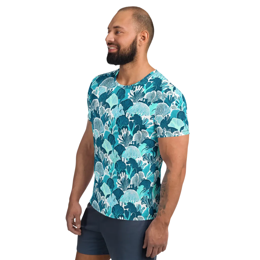 Aqua Fanfare on Men's Athletic T-Shirt — Left