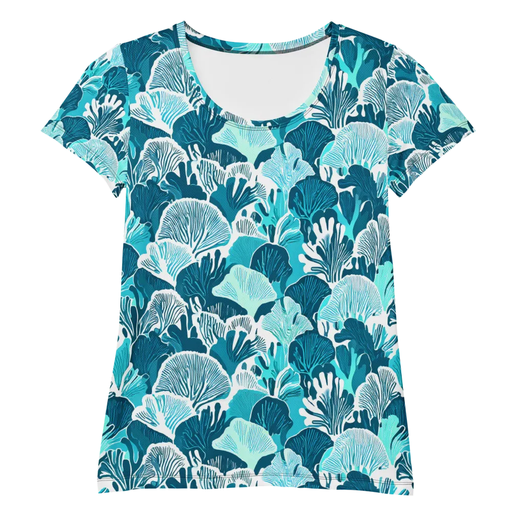 Aqua Fanfare on Women's Athletic T-Shirt — Front