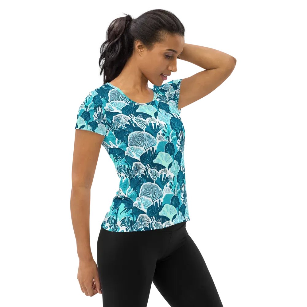 Aqua Fanfare on Women's Athletic T-Shirt — Right