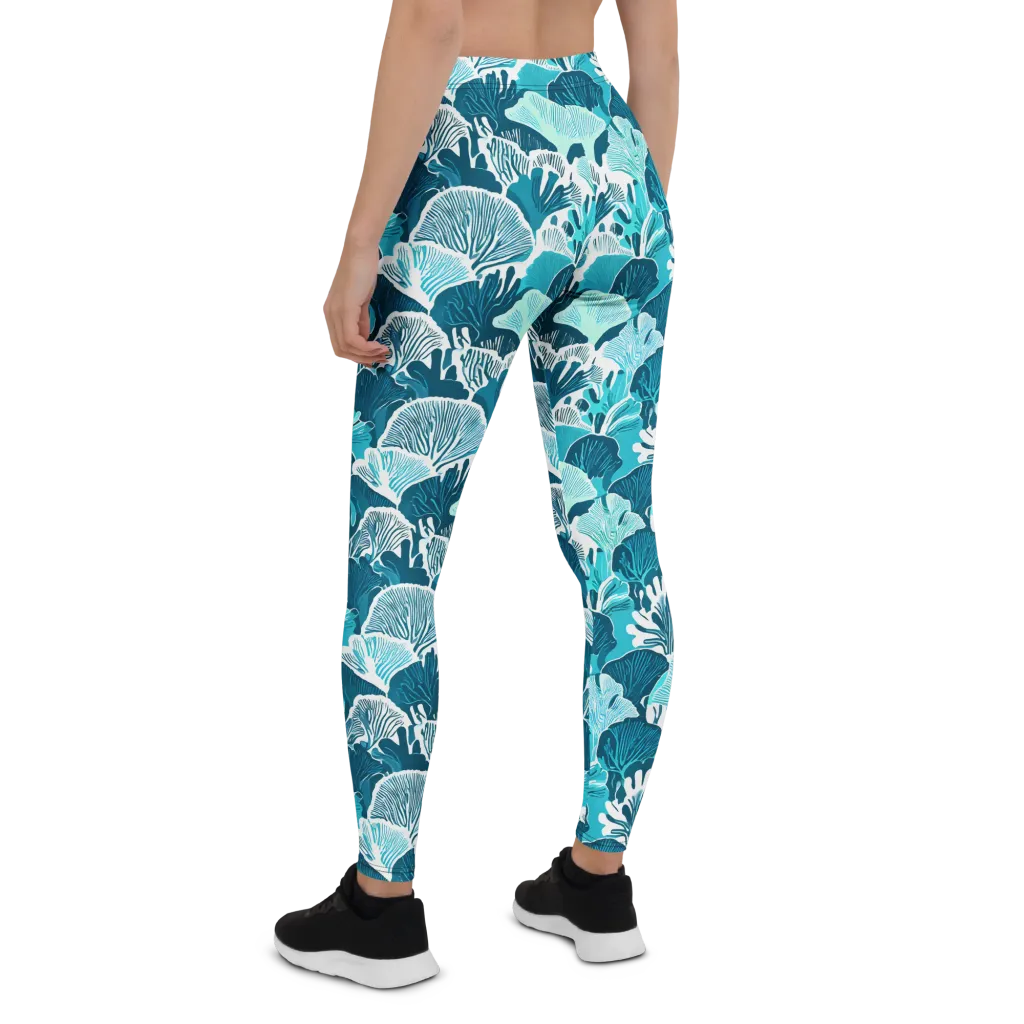 Aqua Fanfare on Leggings — Back