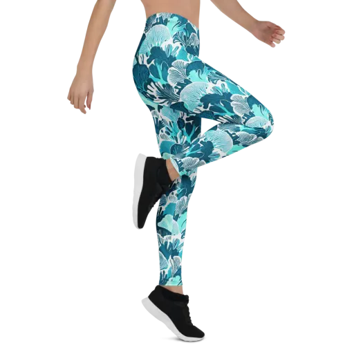 Aqua Fanfare on a Leggings