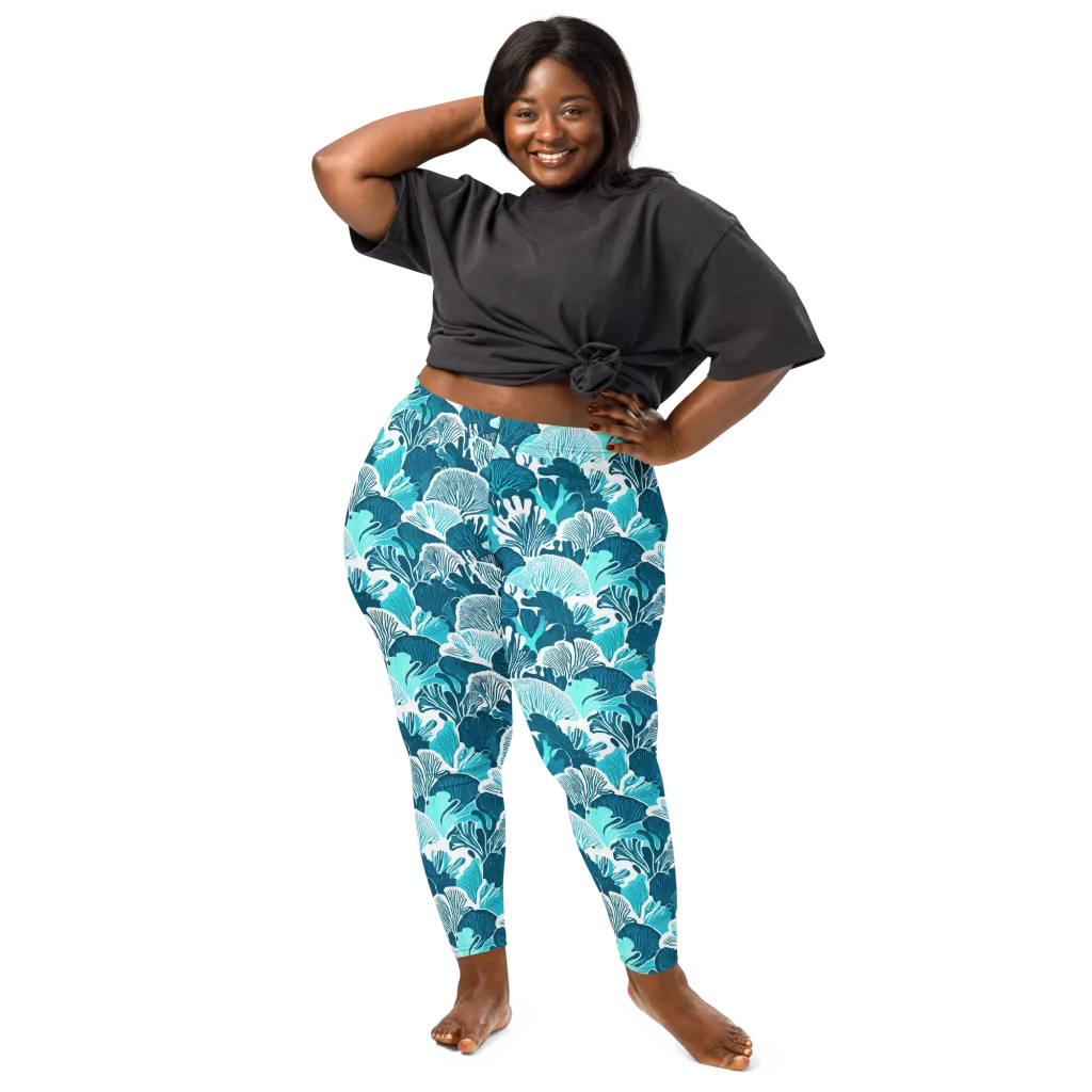 Aqua Fanfare on Leggings — Front