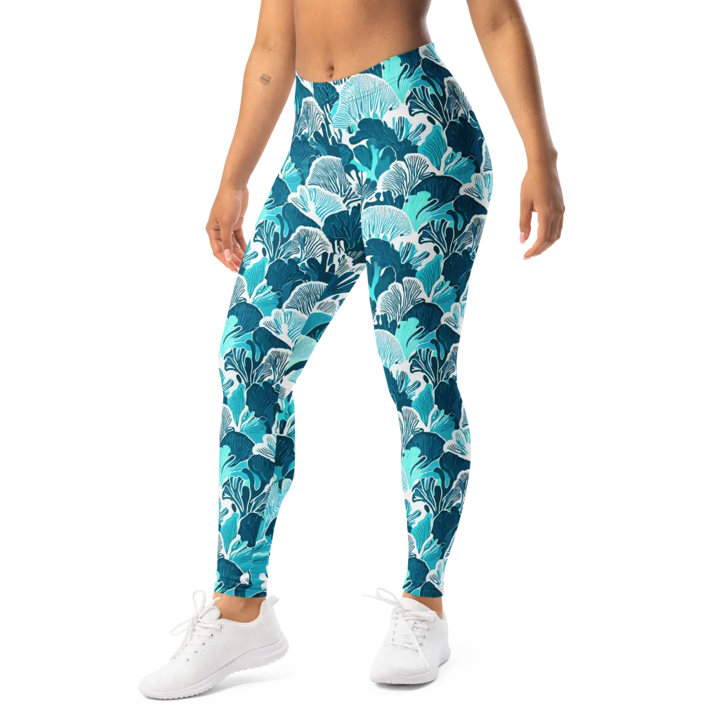 Aqua Fanfare on Leggings — Left Front