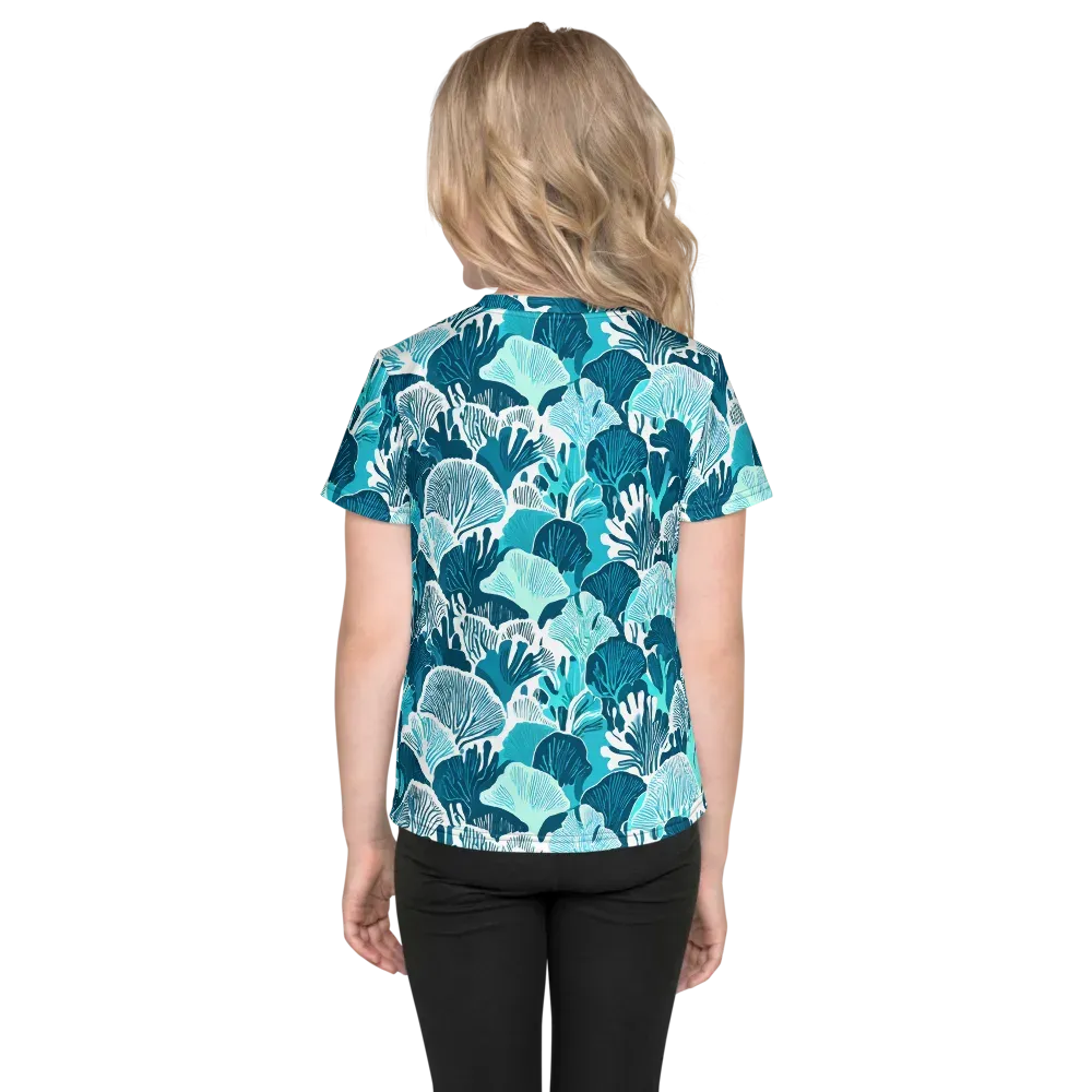 Aqua Fanfare on Kids Crew Neck T-Shirt — Back