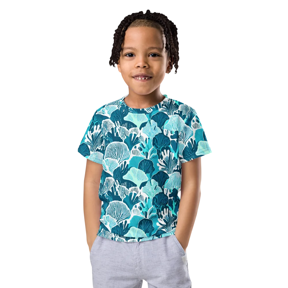 Aqua Fanfare on Kids Crew Neck T-Shirt — Front