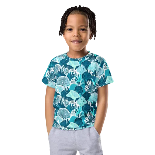 Aqua Fanfare on a Kids Crew Neck T-Shirt