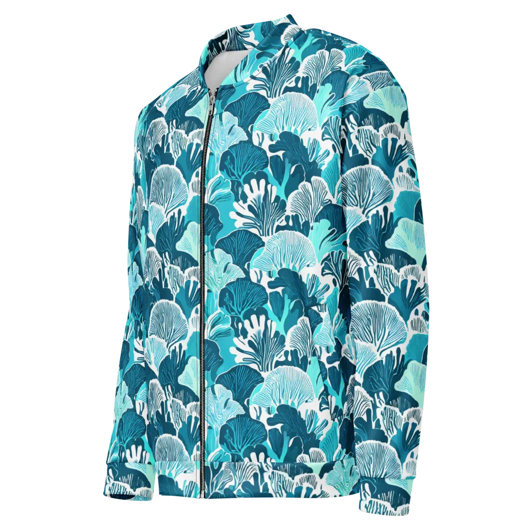 Aqua Fanfare on Bomber Jacket — Left Front