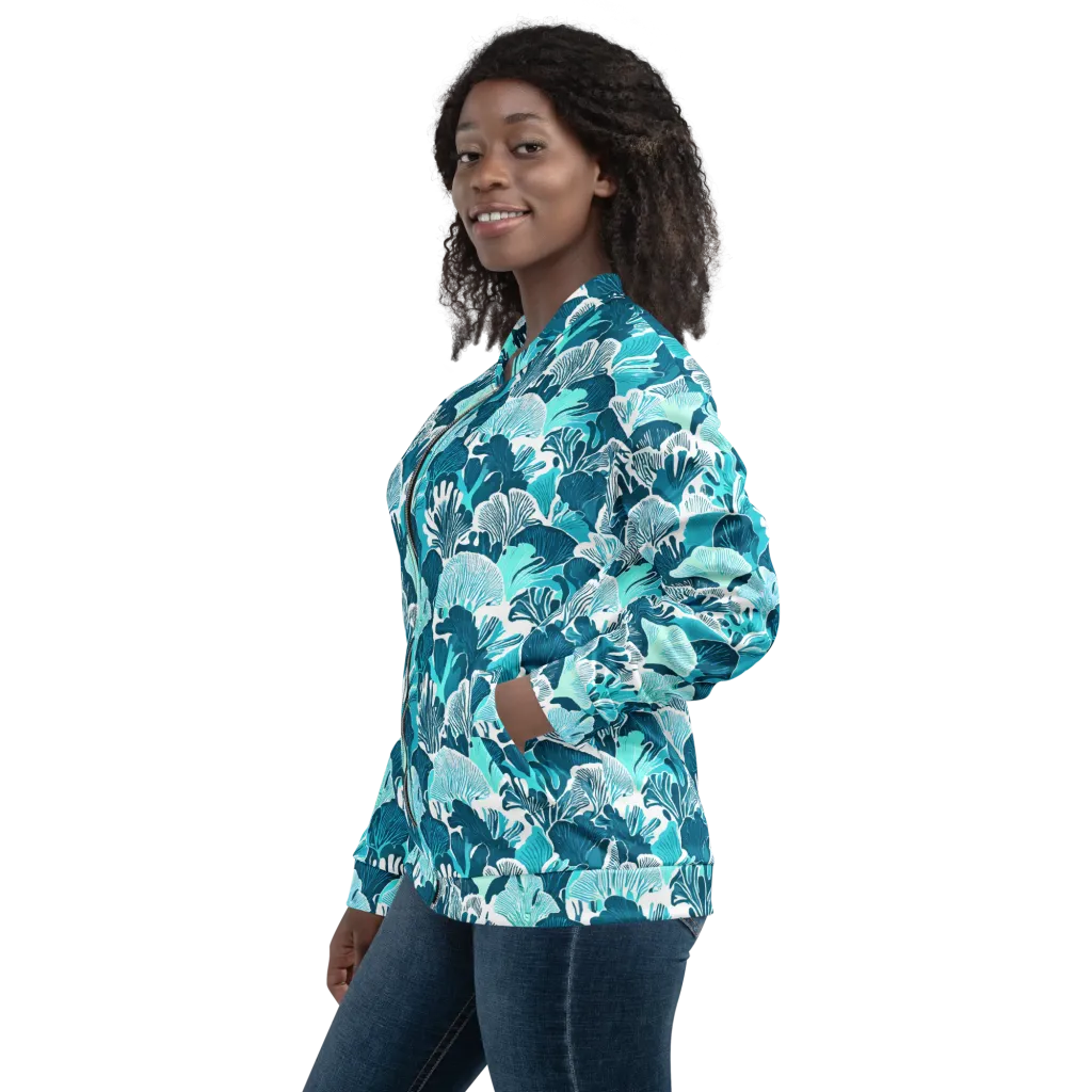 Aqua Fanfare on Bomber Jacket — Left