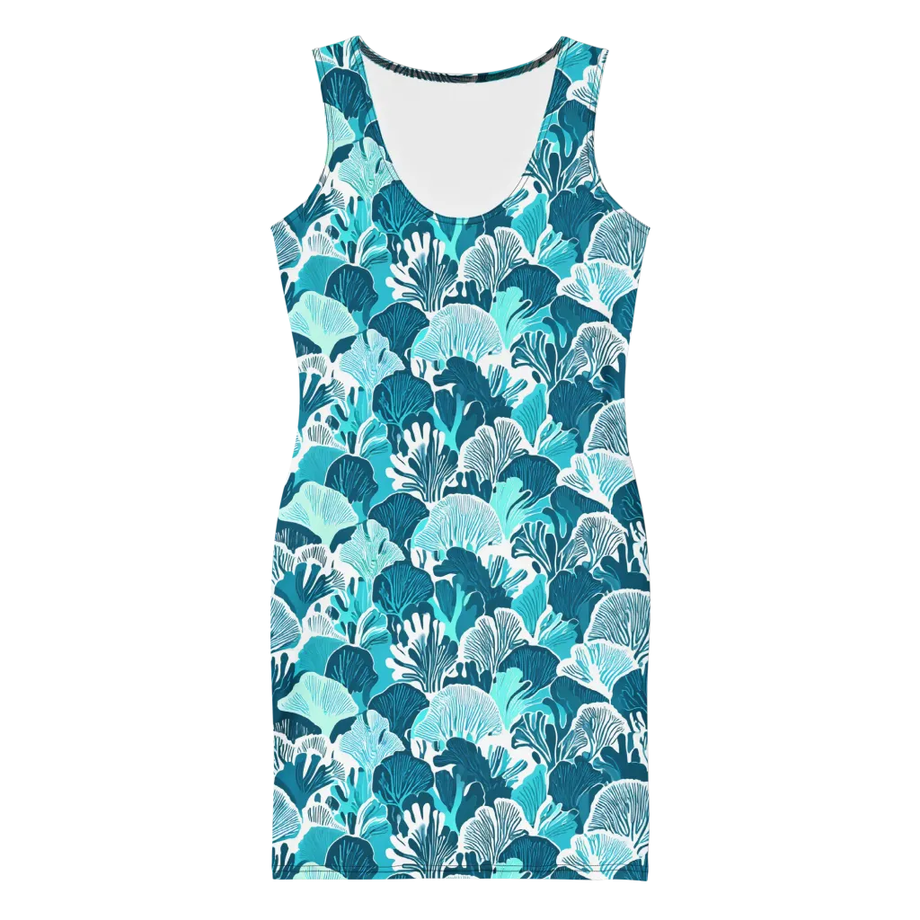 Aqua Fanfare on Bodycon Dress — Front