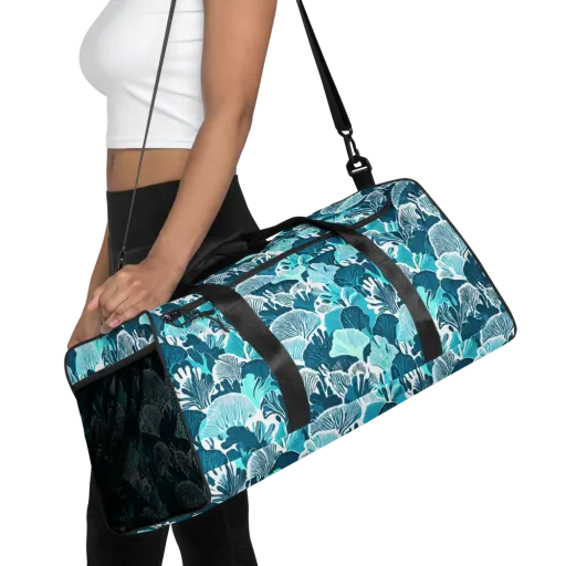 Aqua Fanfare on a Duffle Bag