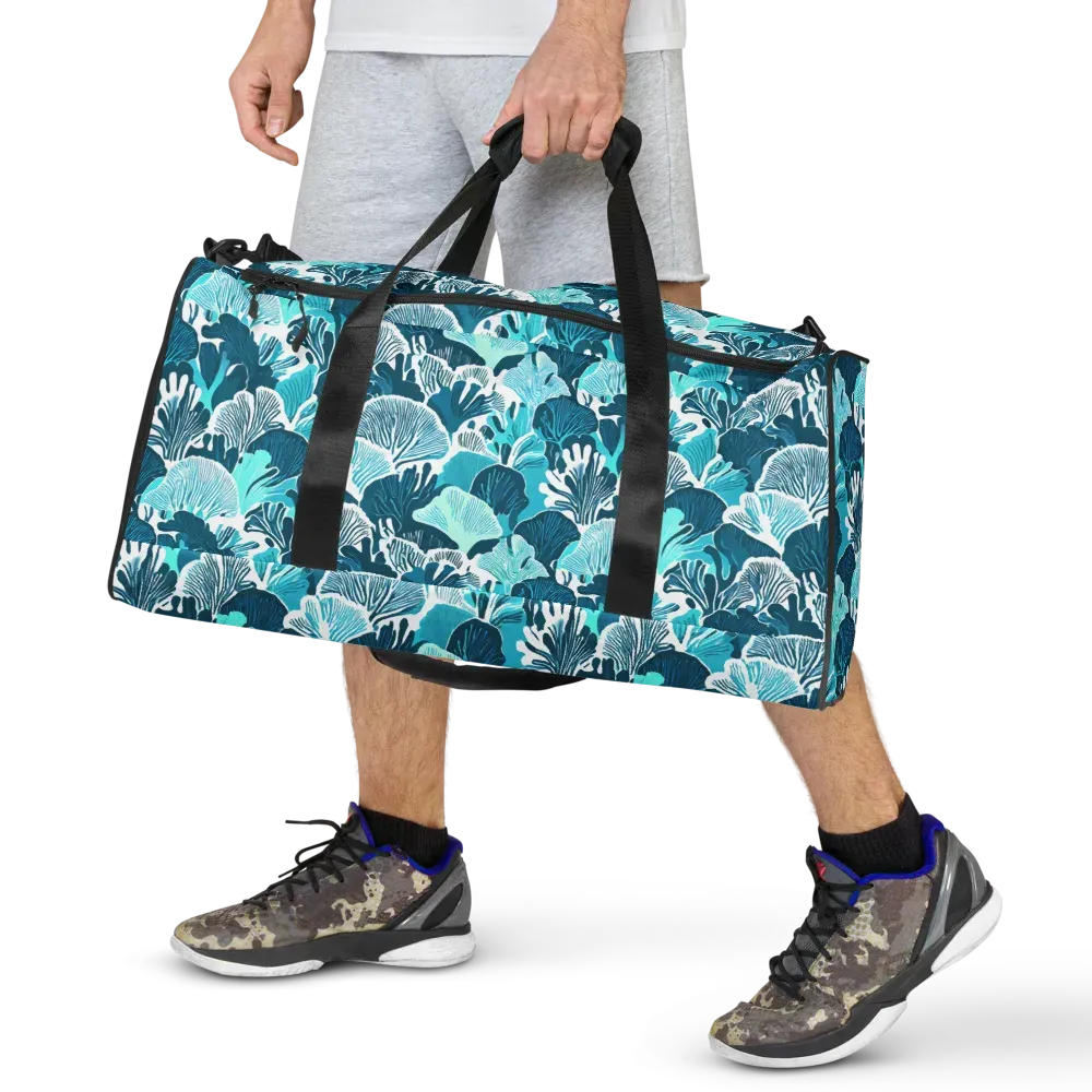 Aqua Fanfare on Duffle Bag — Front