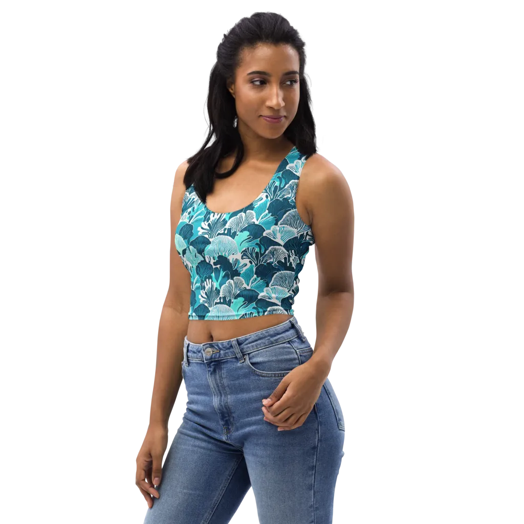Aqua Fanfare on Crop Top — Left Front