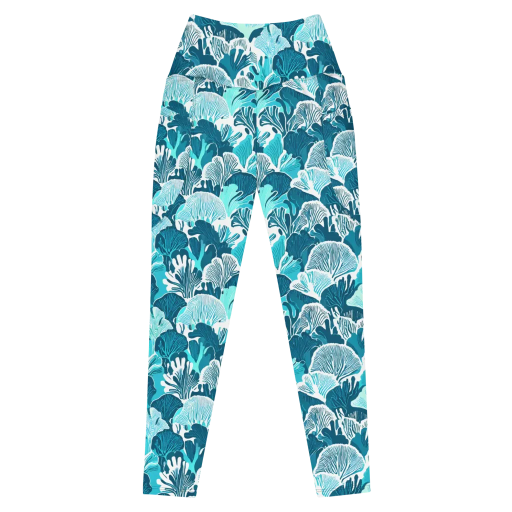 Aqua Fanfare on Leggings with Pockets — Front