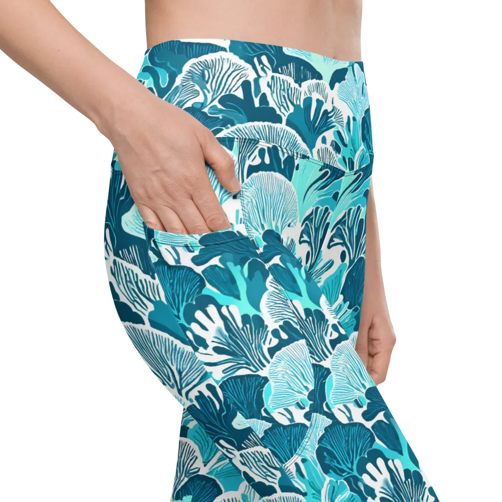 Aqua Fanfare on Leggings with Pockets — Product details