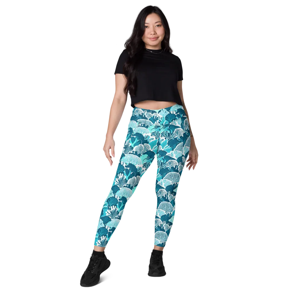 Aqua Fanfare on Leggings with Pockets — Front